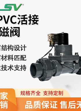 UPVC活接电磁阀耐酸碱污水海水AV2B20VDC24V防腐蚀塑料PVC化工阀