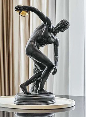 掷铁饼者欧洲男人雕塑摆件美式书房办公软装运动员V摆设家居装饰