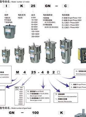 东元东力三相380/22o0V齿轮减速调速电机4IK25GN-S3+4GN-10K