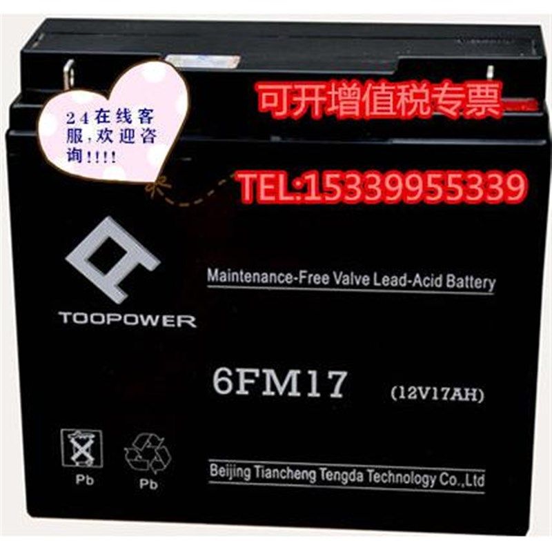 TOOPOWER天力6FM17蓄电池12V17AH直I流屏配电箱消防主机EPS系统UP