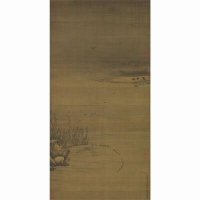 宋佚名渔父图99x50cum   宋元名家书画彷古挂轴画心可装裱