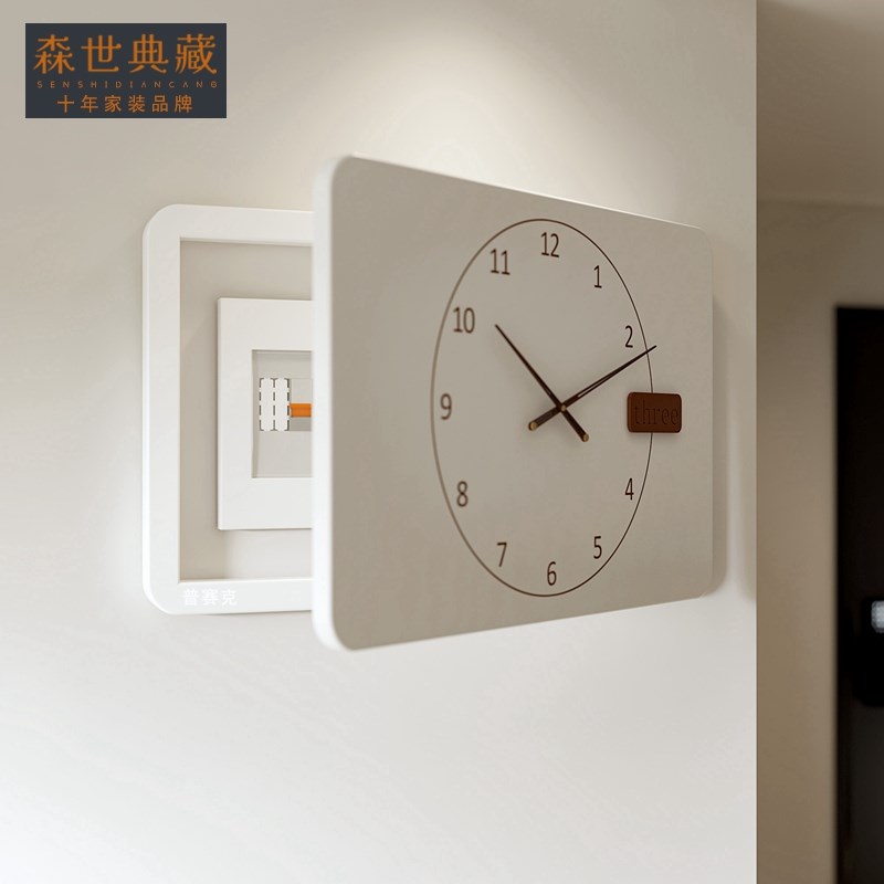 2025新款配电表m箱装饰画带钟表遮挡丑盒轻奢高级感神器竖款薄网