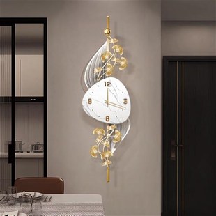 立体银杏叶客厅钟表挂画创意电视背景墙格I栅壁灯餐厅led发光挂钟