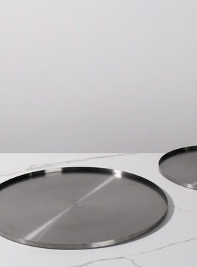 简约现代轻奢金j属收纳圆托盘样板房间酒店玄关桌面茶几水果盘摆