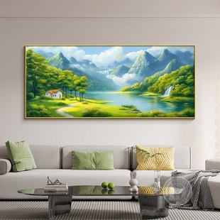 福居宝地山c水风景画客厅沙发背景墙挂画办公室流水生财靠山装饰