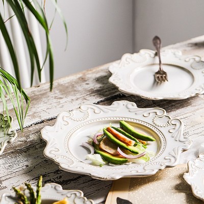 Baroque Dinner Plate Ceramiyc Cutlery Tray Plate Dish Salad