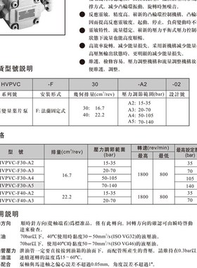 台湾北部精机Northman叶片泵HVPVC-F30-A2 A3 NA4 A5 HVPVC-F40