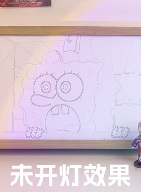 勋狸粑床头d灯光画小夜灯海绵宝宝灯光画卧室床头灯氛围感房间可