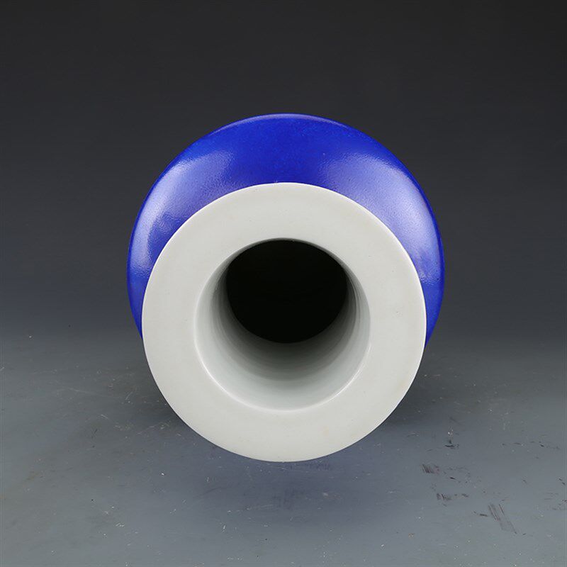 大清乾隆祭蓝五彩观音纹棒槌瓶B 仿古瓷器古董古玩收藏摆件