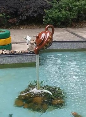 玻璃钢户外景观悬l空流水天壶悬浮大茶壶喷泉中式装饰雕塑落地