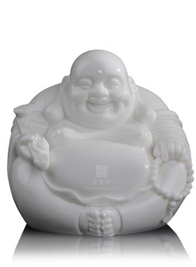 车载陶瓷如d意弥勒德化白瓷小号弥勒佛笑佛工艺品装饰客厅送礼摆