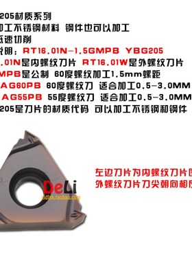株洲螺纹刀片 数控h刀片 RT16.01N-1.5GMPB 2.0GMPB AG60PB YBG20