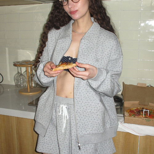 demi et demi【陈若彤白鹿同款】双色碎花开衫卫衣松紧腰双层裙裤