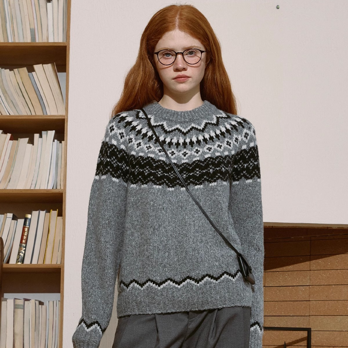 demi et demi【常华森 徐若晗同款】羊毛混纺复古费尔岛套头毛衣