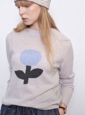 demi et demi Before Sunrise30%绵羊毛30%山羊绒花朵提花毛衣