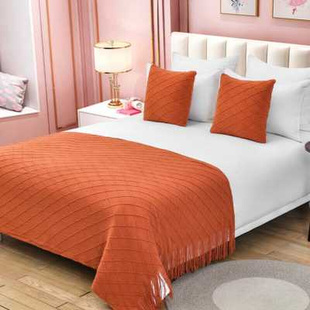 酒店针织毯床尾巾沙发搭巾网红装 饰床尾毯宾馆床搭民宿床旗床盖