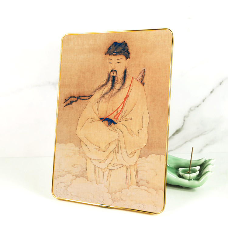 吕洞宾神像画 吕纯阳祖师复古桌面摆台相框画 神仙人物摆件装饰画