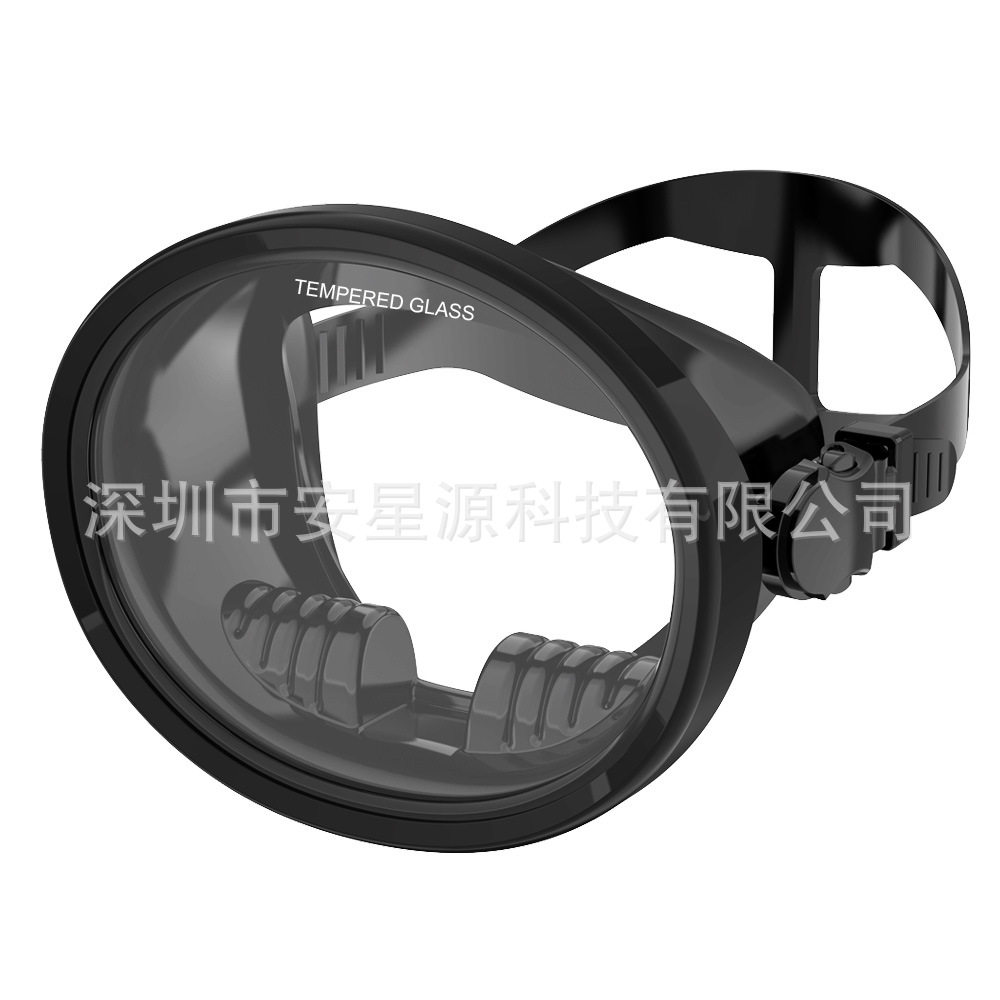 经典复古风格椭圆形潜水面罩高清大框浮潜面罩钢化玻璃潜水镜成人