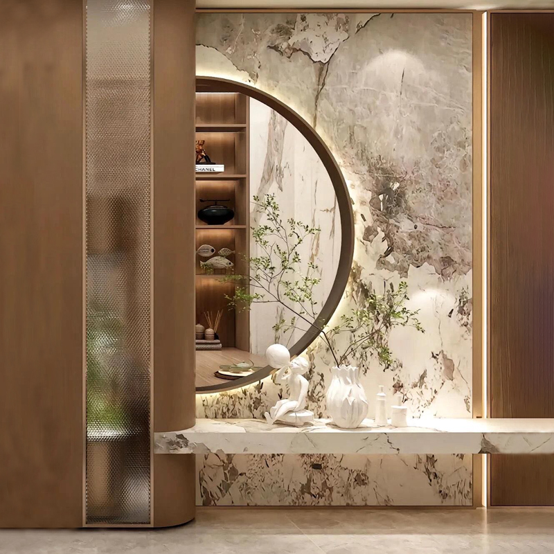奢石电视过道背景墙玄关定制现代简约卧室客厅集成护墙板背景墙