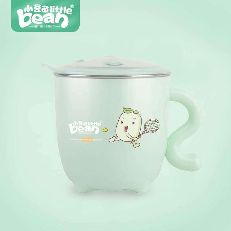 手柄儿童豆苗不锈钢带盖杯家用杯子婴幼儿宝宝园带防烫小杯水直饮