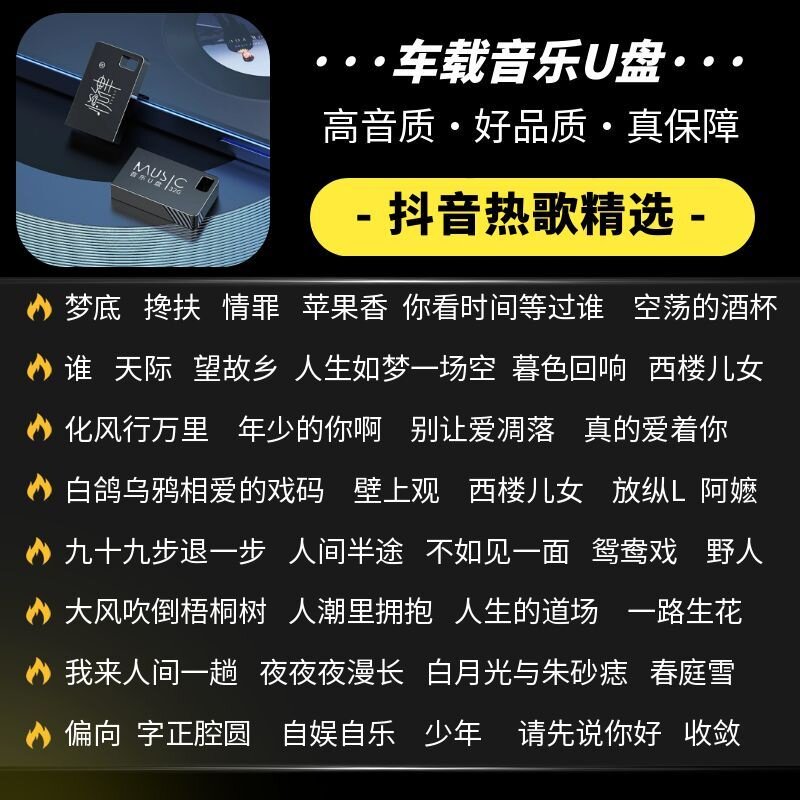 车载U盘高音质2026新款汽车抖音热门流行DJ歌曲MP3正版音乐U盘