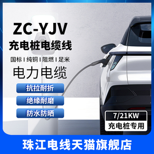 广东珠江电缆YJV3×6 5×10国标阻燃纯铜芯汽车充电桩电线 3×10