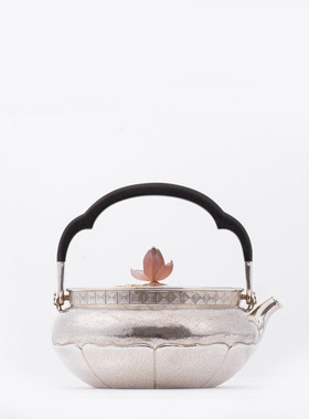 【现货上新】金荷妙莲嵌金煮茶水银壶 1100cc560g 纯手工足银9999