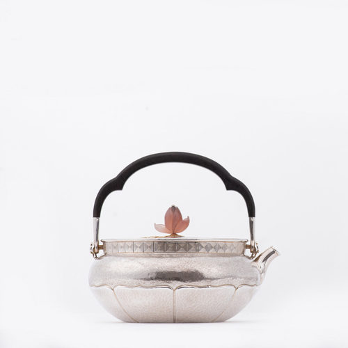 【现货上新】金荷妙莲嵌金煮茶水银壶 1100cc560g 纯手工足银9999