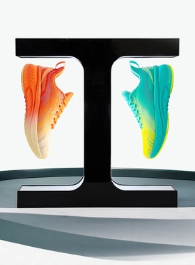 悬浮鞋架 亚克力漂浮球鞋展示架展会发光变色旋转磁悬浮鞋架