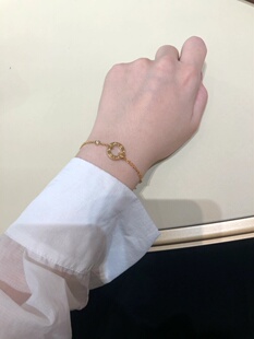 cortifr18K玫瑰金经典款LOVE系列圆饼手链黄金白金镶钻礼物女