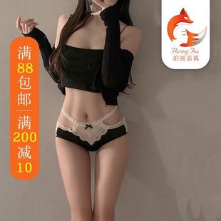 纯欲日系甜美辣妹性感蕾丝网纱蝴蝶结提臀低腰 珀丽嘉湖网纱少女