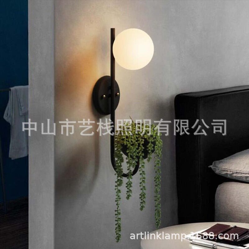 北欧个性创意走廊楼梯书房客厅卧室床头玻璃圆球壁灯
