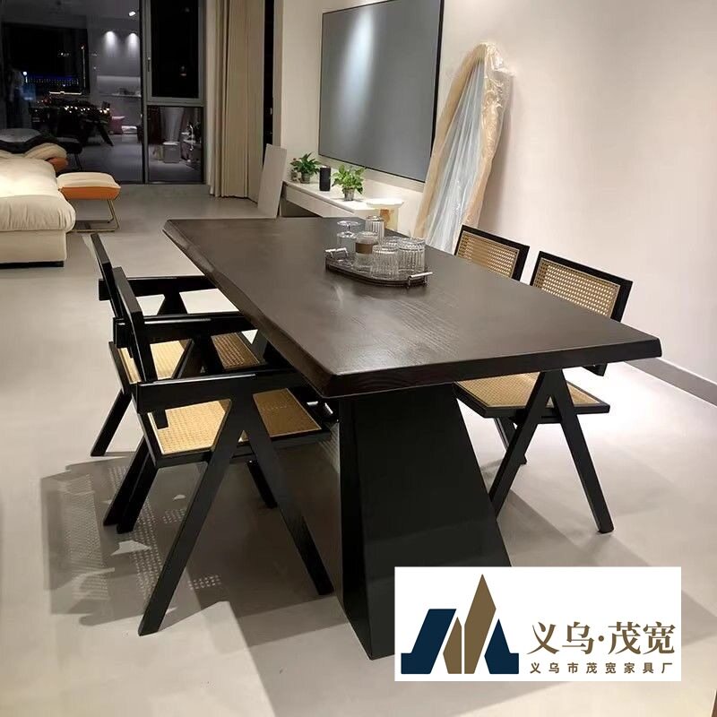 复古设计师餐桌长桌书桌实木办公桌家用原木会议桌现代简约北欧