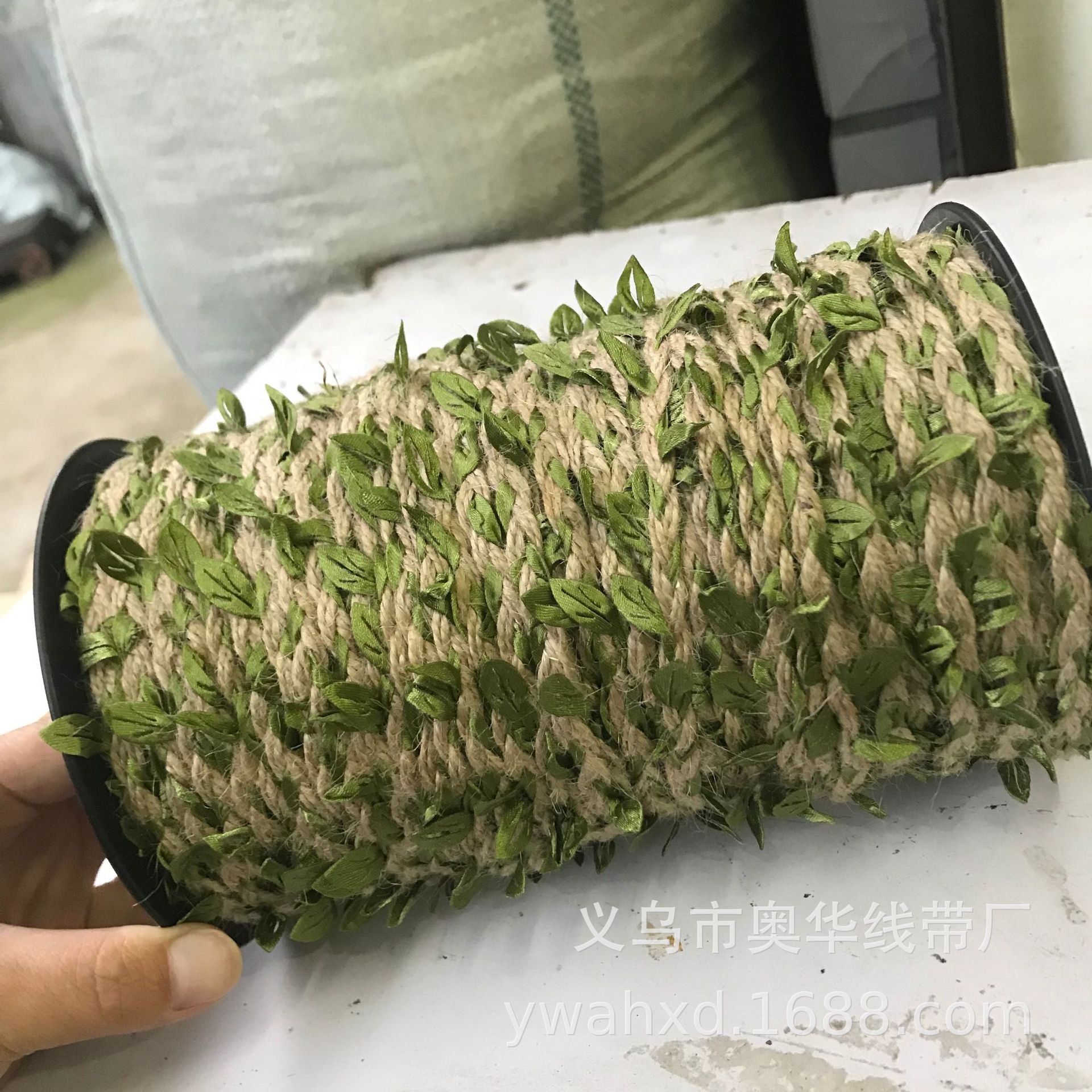 批发仿真树叶麻辫子麻绳装饰DIY手工装饰材料花束包装100米装