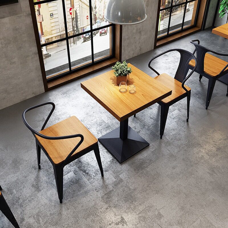美式复古咖啡厅桌椅组合工业风酒吧休闲一桌两椅餐厅实木铁艺餐桌