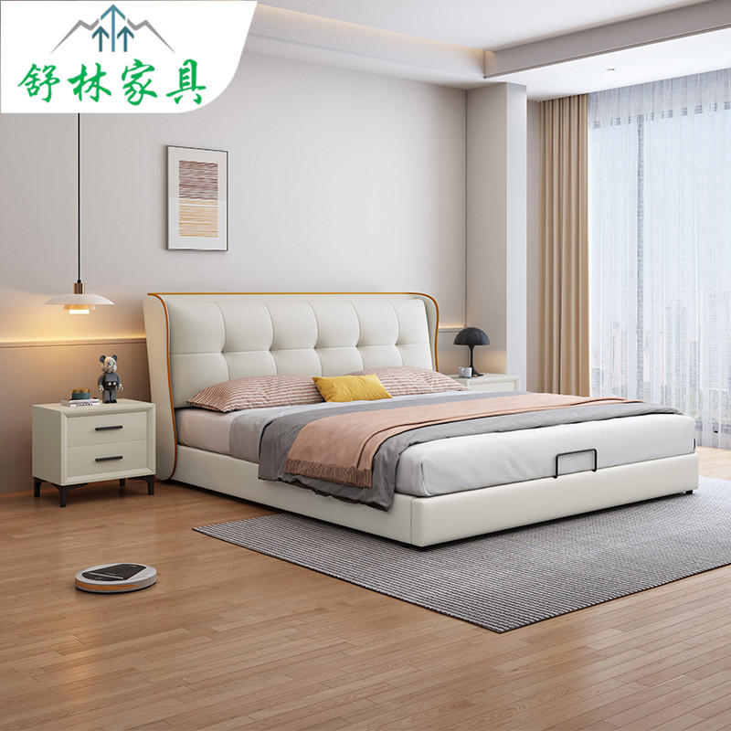 现代简约真皮软包1.8m双人婚床