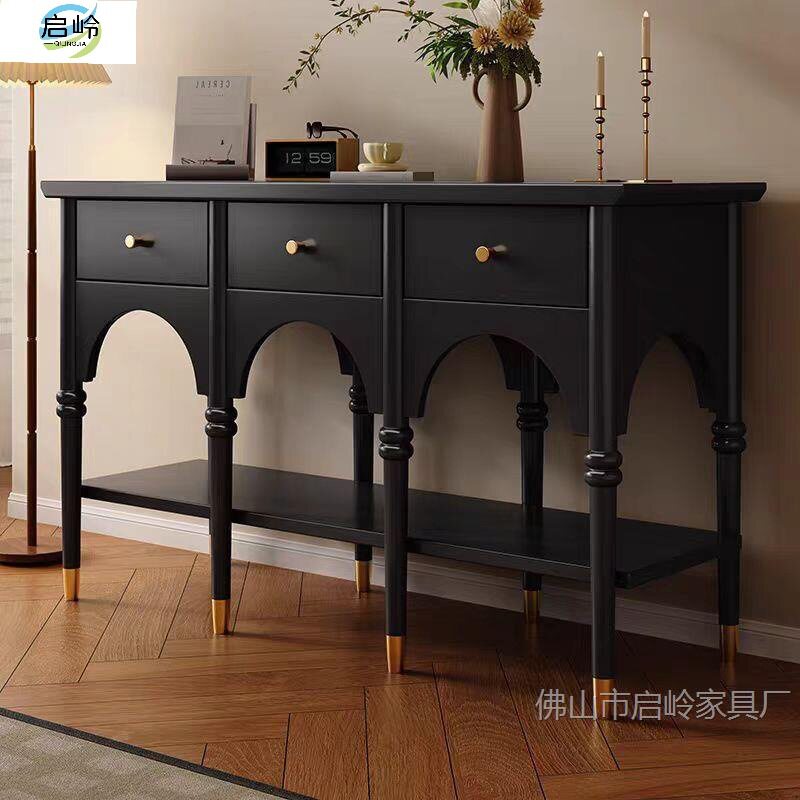 QL实木中古风玄关餐边储物柜