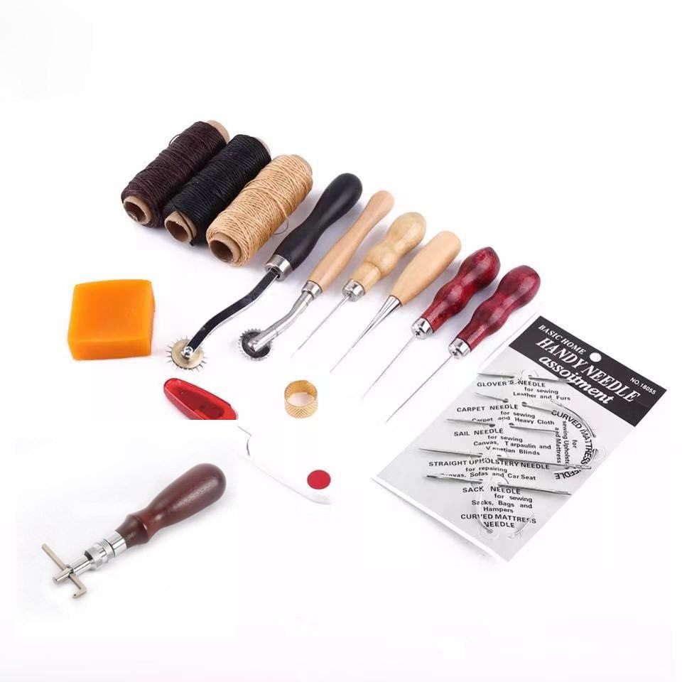手艺皮革工艺皮具套餐14件套皮革工具套装 挖槽器菱斩皮艺组合