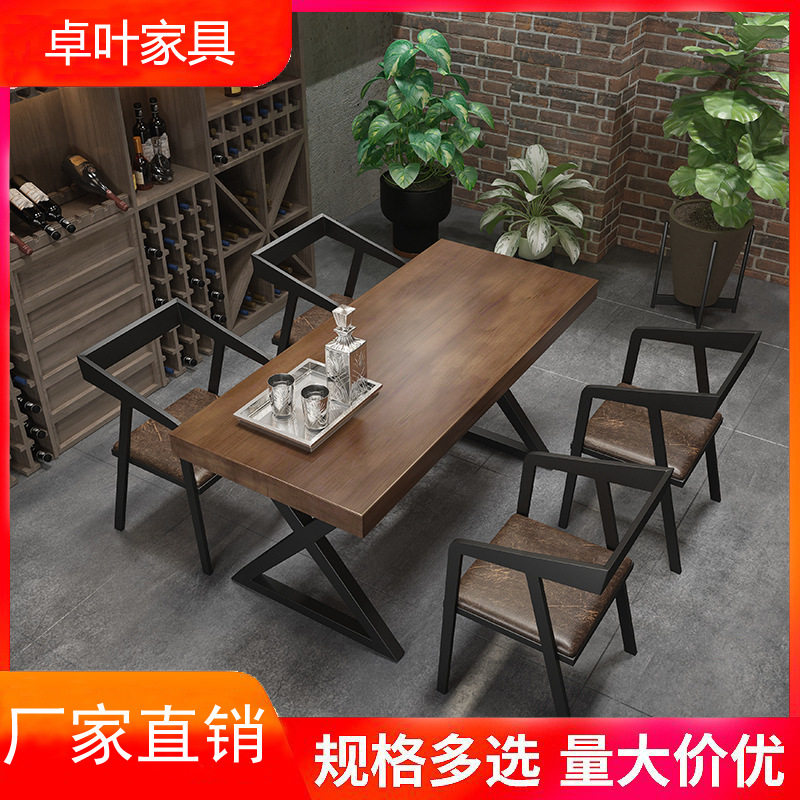 复古怀旧小酒馆工业风酒吧烧烤店餐馆饭店主题西餐厅桌椅铁艺组合
