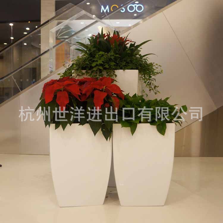 玻璃钢花盆 商场美陈高中低搭配组合花箱异形组合花钵