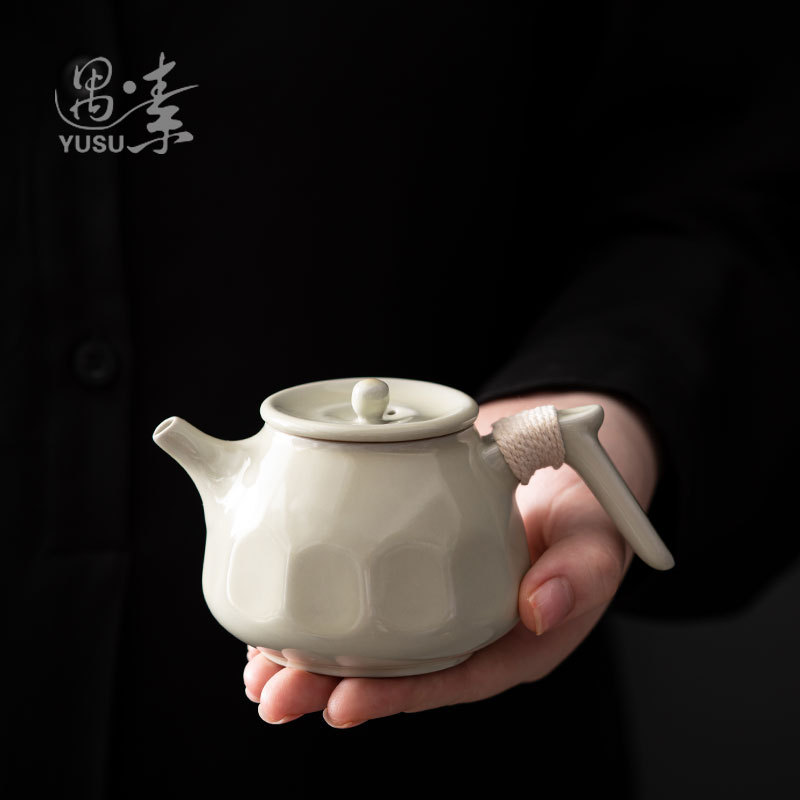 复古陶瓷茶壶家用客厅泡茶壶功夫手抓壶仿古粗陶侧把壶带过滤陶壶