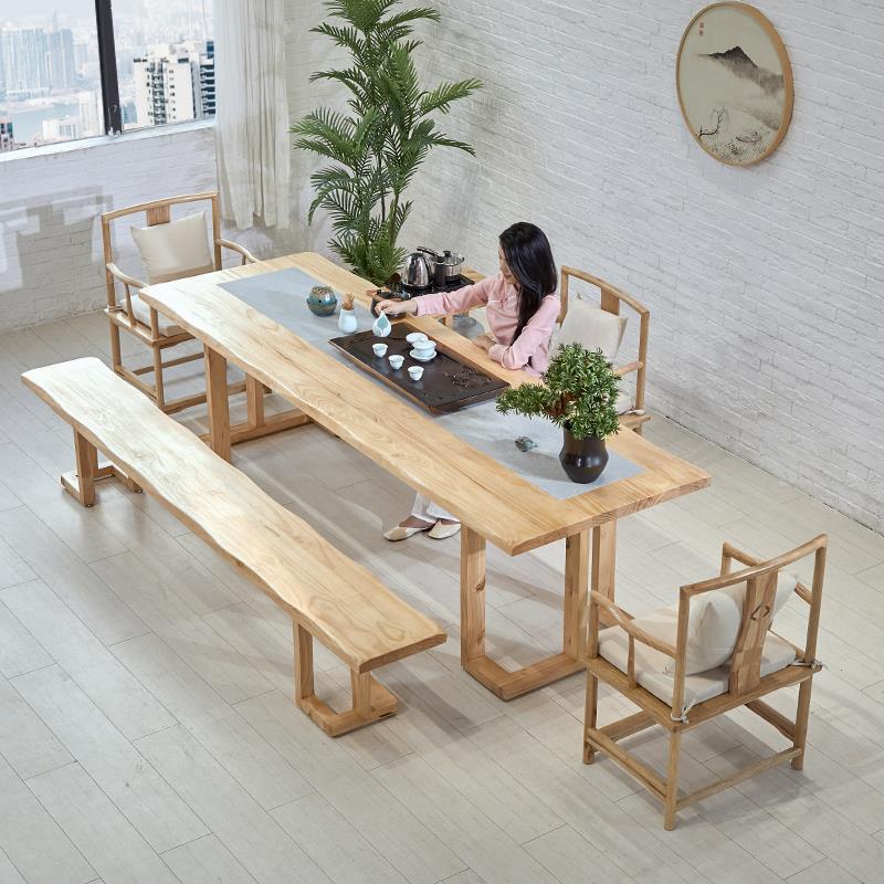 新中式客厅全实木泡茶桌椅组合 会客办公泡茶台 家用待客泡茶桌