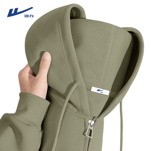 回力连帽外套男2025新款春秋季美式重磅宽松橄榄绿拉链开衫卫衣Y