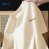 t恤男夏季 美式 字母潮牌重磅宽松大码 回力纯棉短袖 圆领正肩半截袖