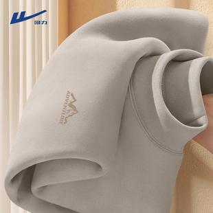 回力德绒打底衫男款冬季半高领内搭加绒加厚磨毛内衬保暖长袖t恤Y