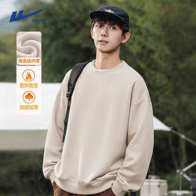回力加绒圆领卫衣男潮牌