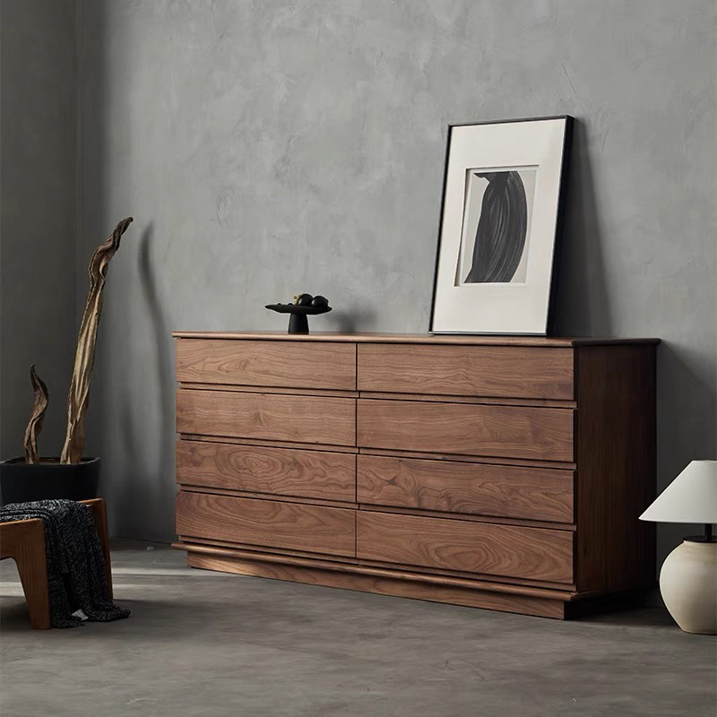 北美黑胡桃实木八斗柜卧室客厅靠墙电视柜北欧原木收纳储物抽屉柜