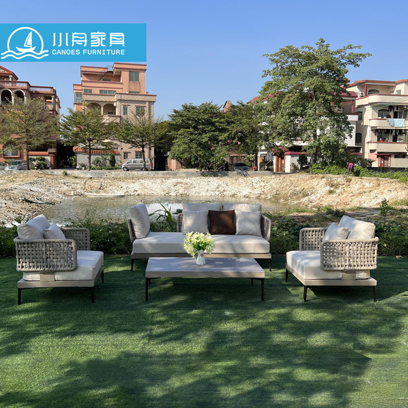 室外花园民宿创意绳编休闲沙发露台公园别墅防水防晒高档沙发椅子