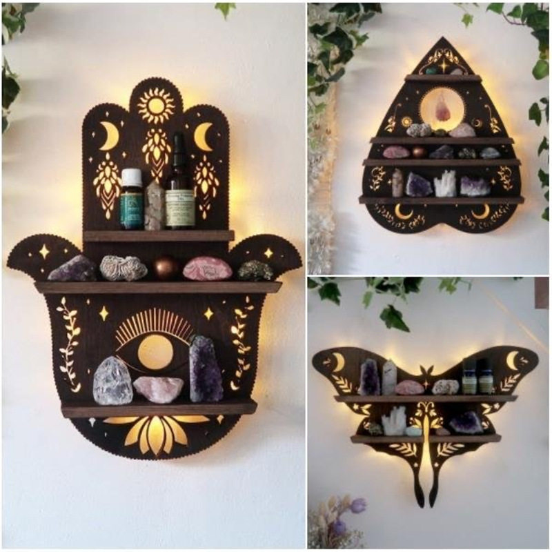 luna moth lamp crystal shelf月神蛾灯水晶架蝴蝶家居水晶置物架