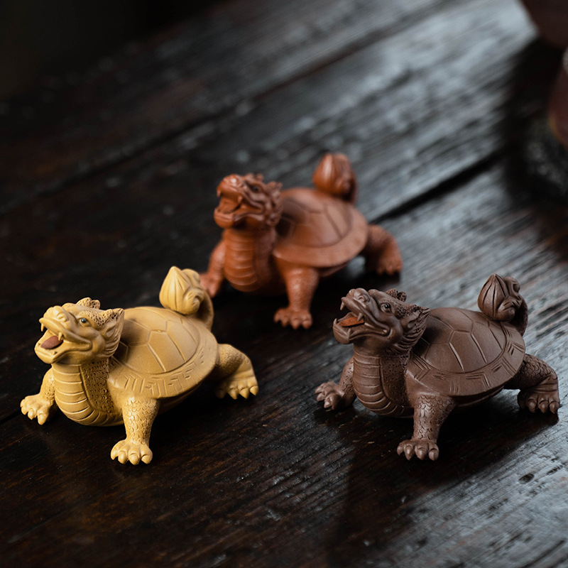 宜兴紫砂茶宠乌龟摆件乌小龙龟茶具茶道茶盘配件陶瓷工艺品可养批